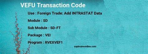 vefu|VEFU (Foreign Trade: Add INTRASTAT Data) TCode in SAP